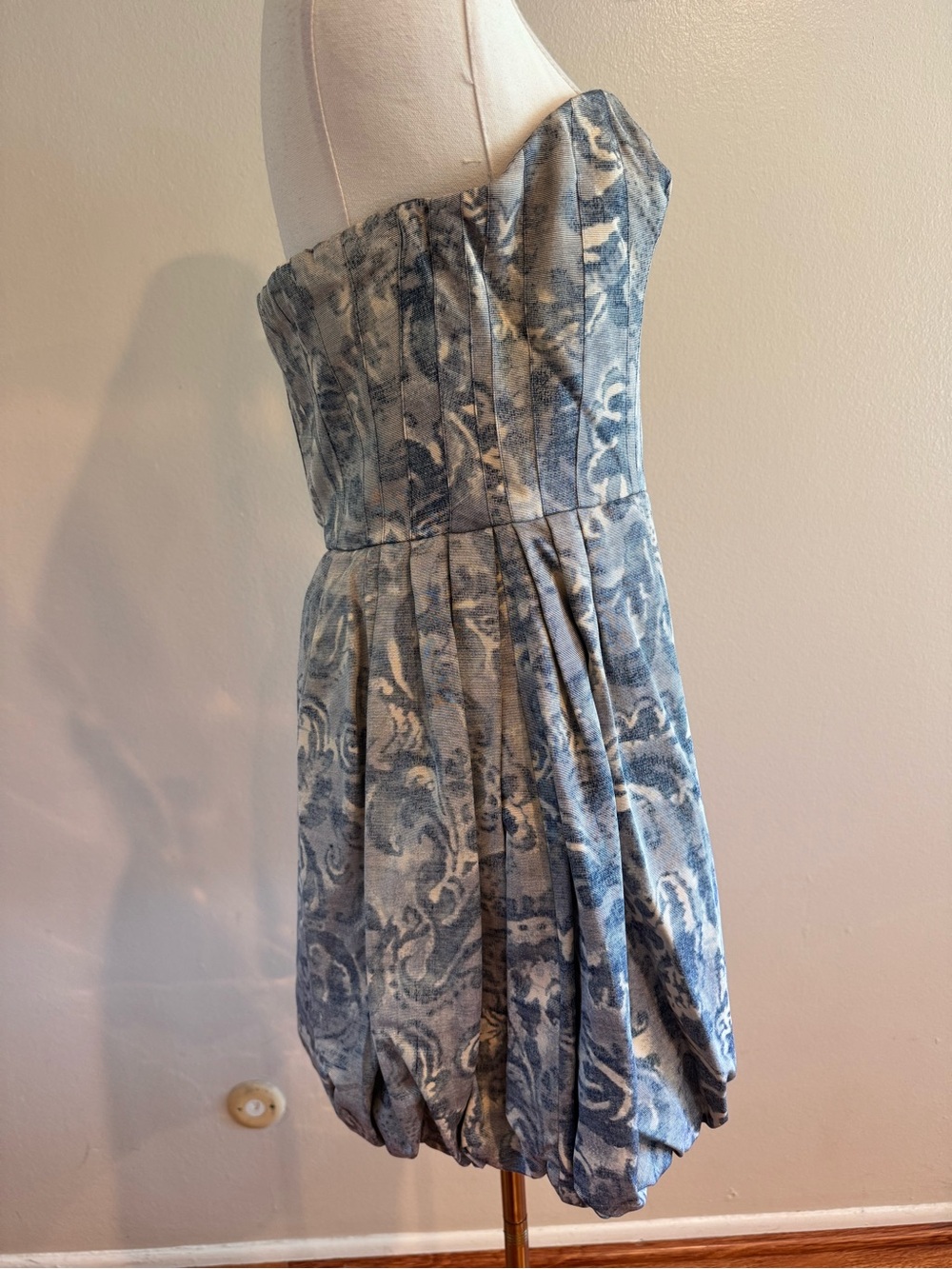 Joie Strapless Cotton Silk Bubble Hem Mini Dress Size M - Picture 4 of 12